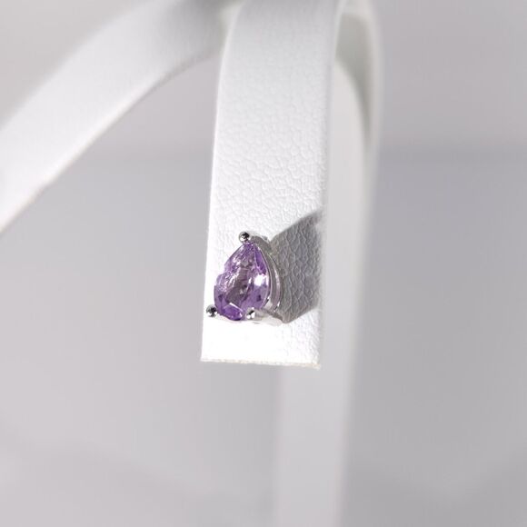Amethyst Pear 5x7 Earrings Sterling Silver - Picture 5 of 6